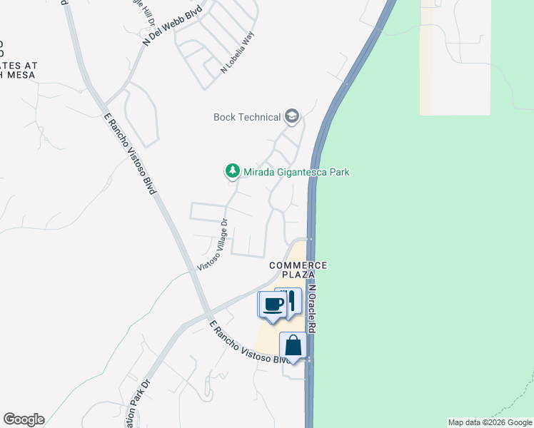 map of restaurants, bars, coffee shops, grocery stores, and more near 13307 North Lost Artifact Lane in Oro Valley