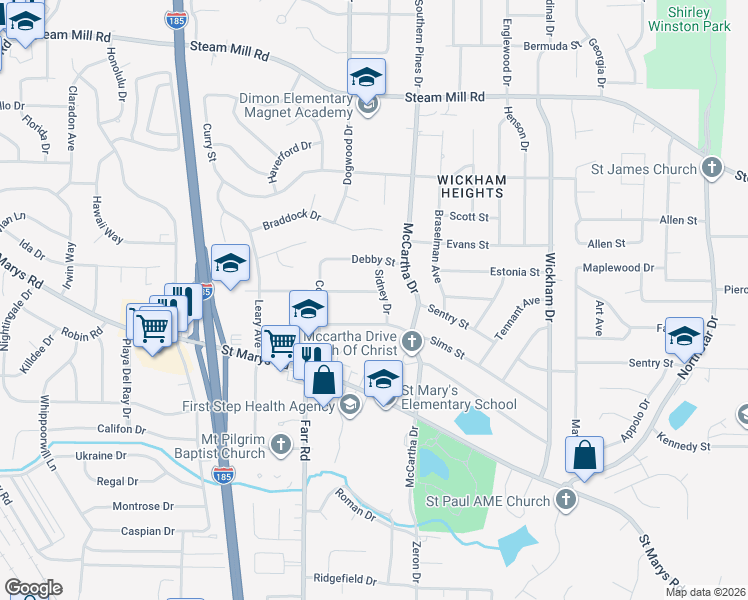 map of restaurants, bars, coffee shops, grocery stores, and more near 4245 Murrelle Street in Columbus