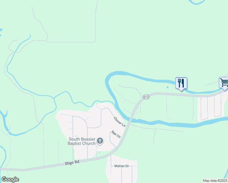 map of restaurants, bars, coffee shops, grocery stores, and more near 201 Sistrunk Lane in Bossier City