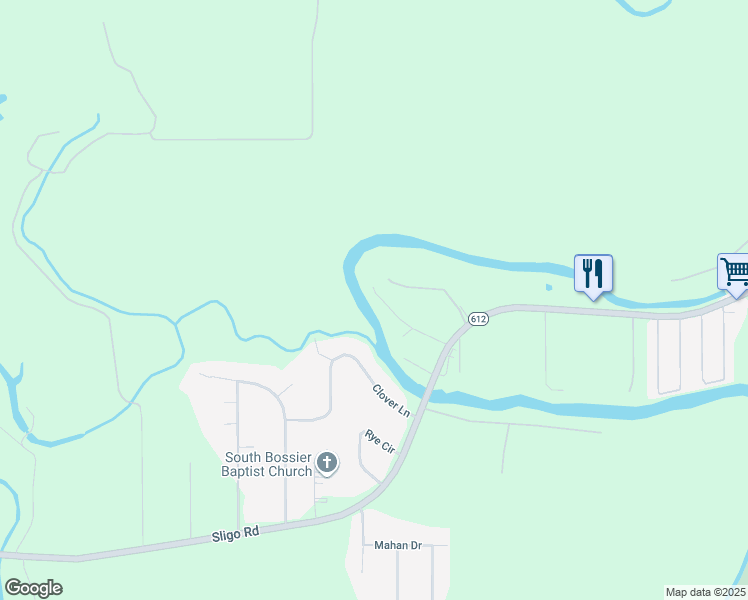 map of restaurants, bars, coffee shops, grocery stores, and more near 201 Sistrunk Lane in Bossier City