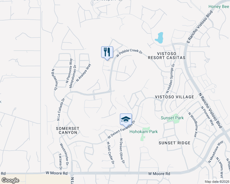 map of restaurants, bars, coffee shops, grocery stores, and more near 13350 North La Cañada Drive in Oro Valley