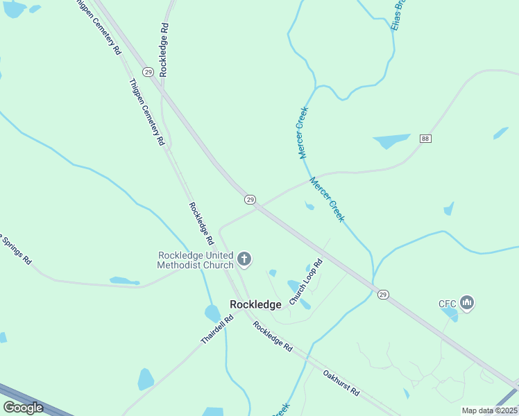 map of restaurants, bars, coffee shops, grocery stores, and more near Church Loop Road in Laurens County