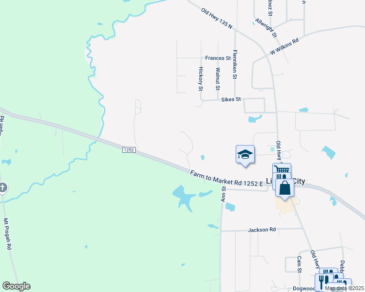 map of restaurants, bars, coffee shops, grocery stores, and more near 136 Emma Street in Gladewater