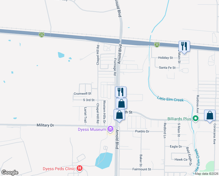 map of restaurants, bars, coffee shops, grocery stores, and more near 426 Benjamin Lane in Abilene