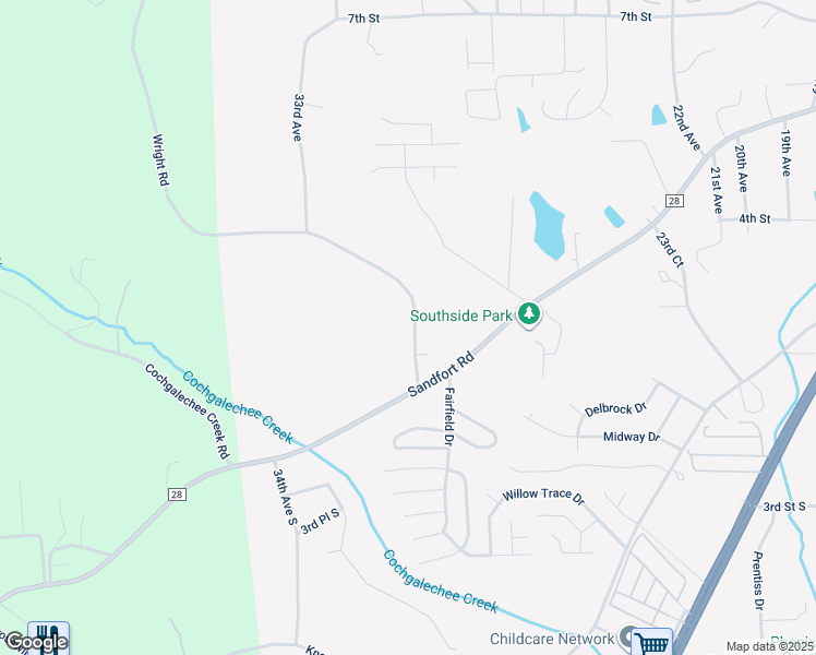 map of restaurants, bars, coffee shops, grocery stores, and more near 121 Wright Road in Phenix City