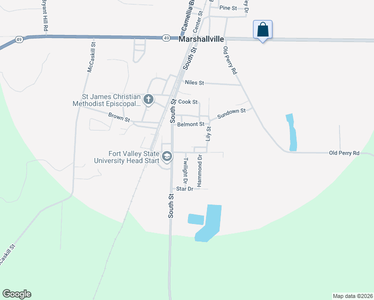 map of restaurants, bars, coffee shops, grocery stores, and more near 209 New Town Street in Marshallville