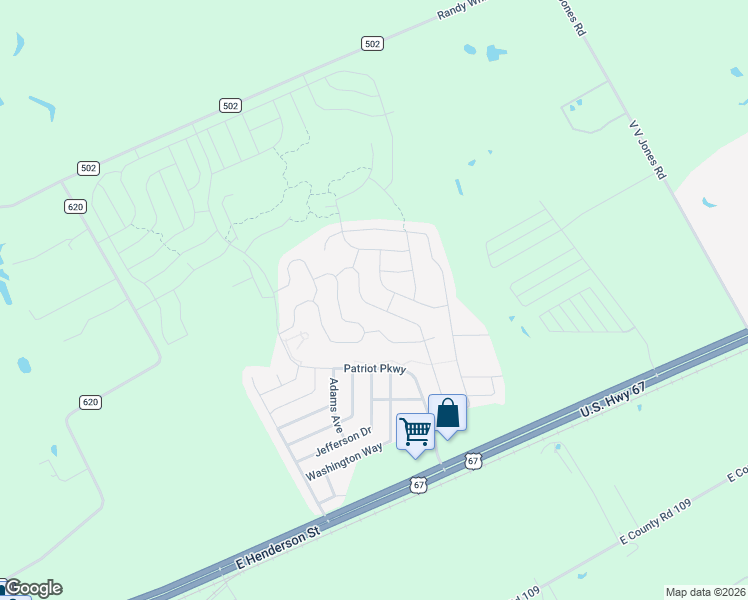 map of restaurants, bars, coffee shops, grocery stores, and more near 151 Presidents Way in Venus