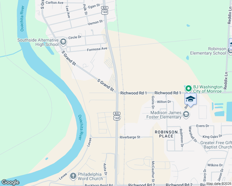 map of restaurants, bars, coffee shops, grocery stores, and more near 397 Richwood Road in Monroe