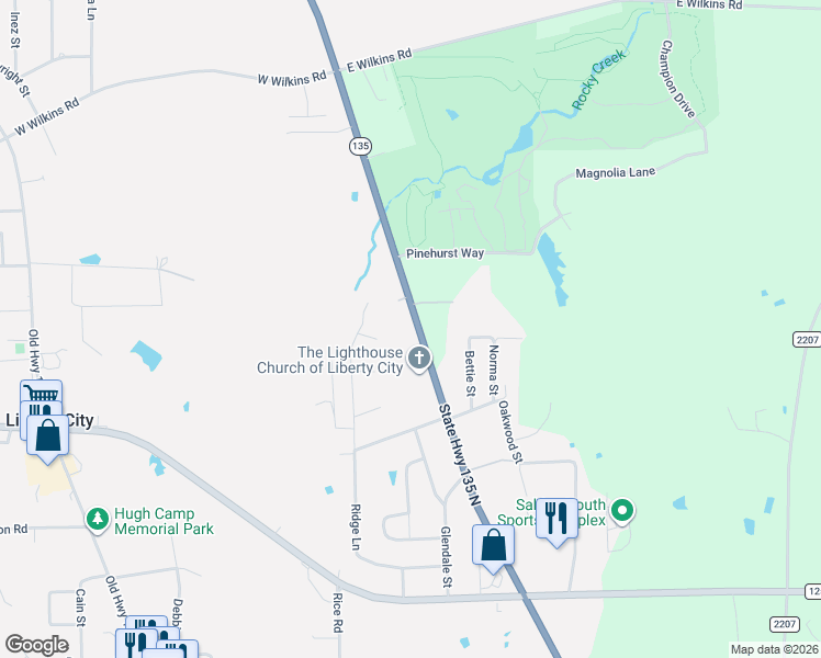 map of restaurants, bars, coffee shops, grocery stores, and more near 5750 Texas 135 in Gladewater
