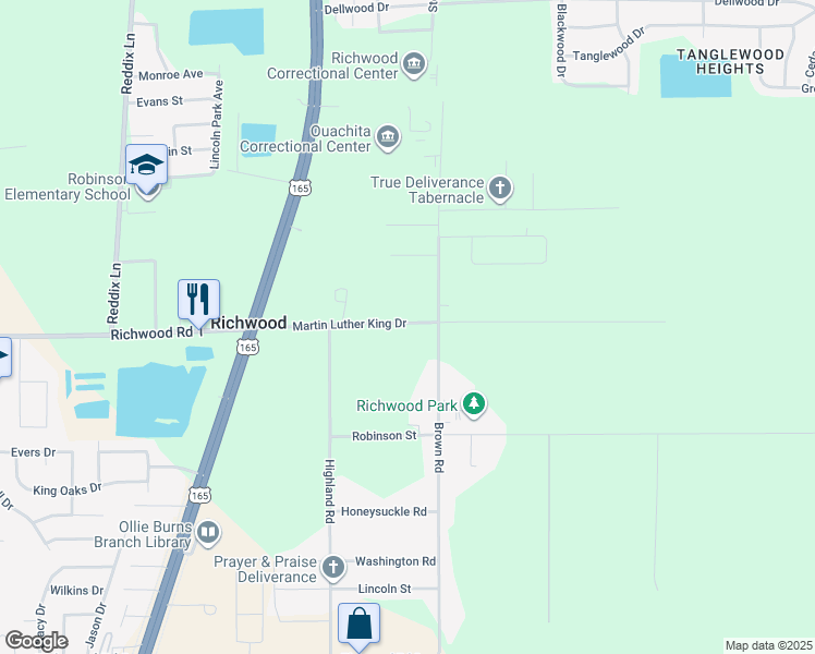 map of restaurants, bars, coffee shops, grocery stores, and more near 401 Richwood Road in Monroe
