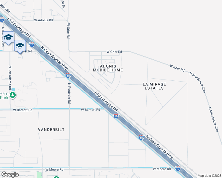 map of restaurants, bars, coffee shops, grocery stores, and more near 13450 North Adonis Road in Marana