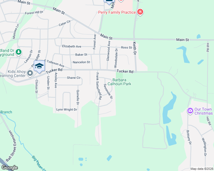 map of restaurants, bars, coffee shops, grocery stores, and more near 608 Seminole Street in Perry