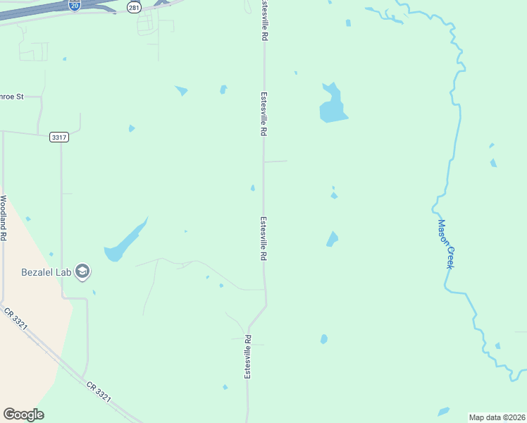 map of restaurants, bars, coffee shops, grocery stores, and more near Estesville Road in Longview