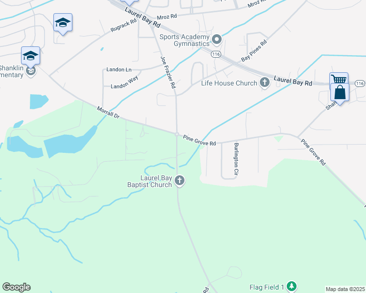 map of restaurants, bars, coffee shops, grocery stores, and more near 506 Joe Frazier Road in Beaufort