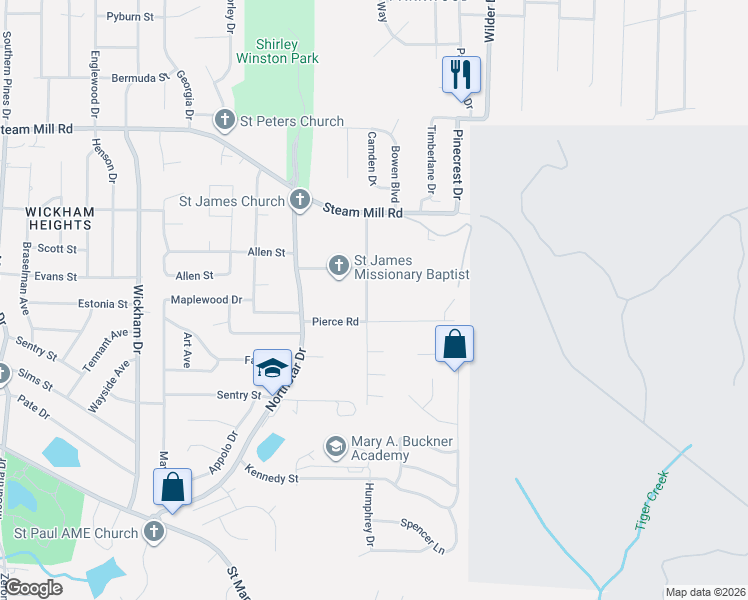 map of restaurants, bars, coffee shops, grocery stores, and more near 110 R C Allen Drive in Columbus