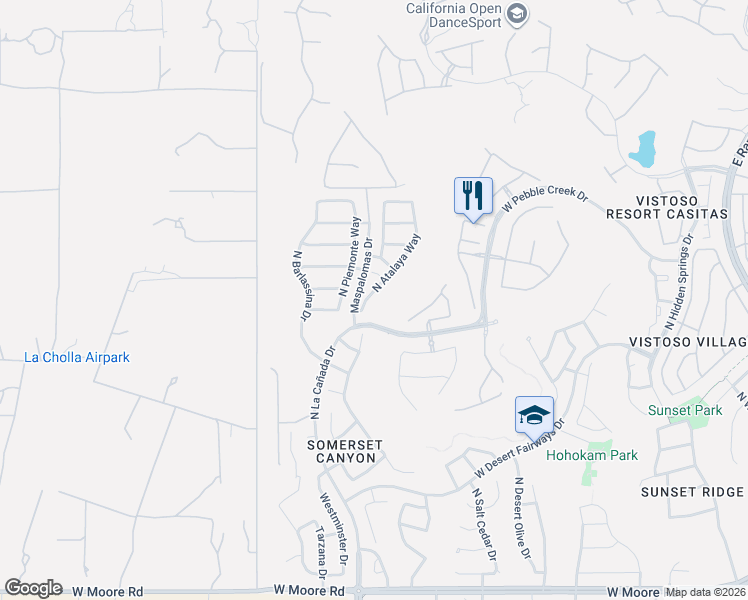 map of restaurants, bars, coffee shops, grocery stores, and more near 13428 North Piemonte Way in Oro Valley