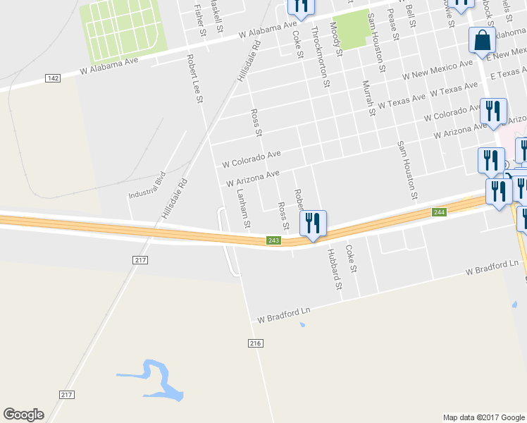 map of restaurants, bars, coffee shops, grocery stores, and more near 2110 Sayers Street in Sweetwater