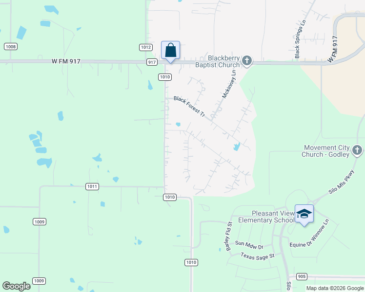 map of restaurants, bars, coffee shops, grocery stores, and more near 8229 Cherry Ridge Court in Joshua