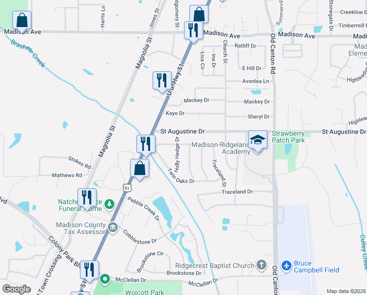 map of restaurants, bars, coffee shops, grocery stores, and more near 135 Cypress Drive in Madison