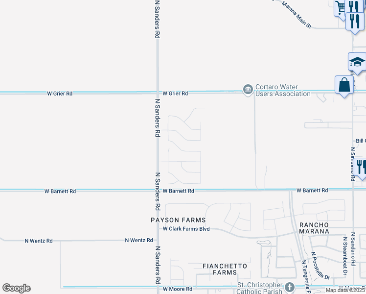 map of restaurants, bars, coffee shops, grocery stores, and more near 12401 West Grier Road in Marana