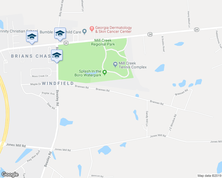 map of restaurants, bars, coffee shops, grocery stores, and more near 935 Brannen Road in Statesboro