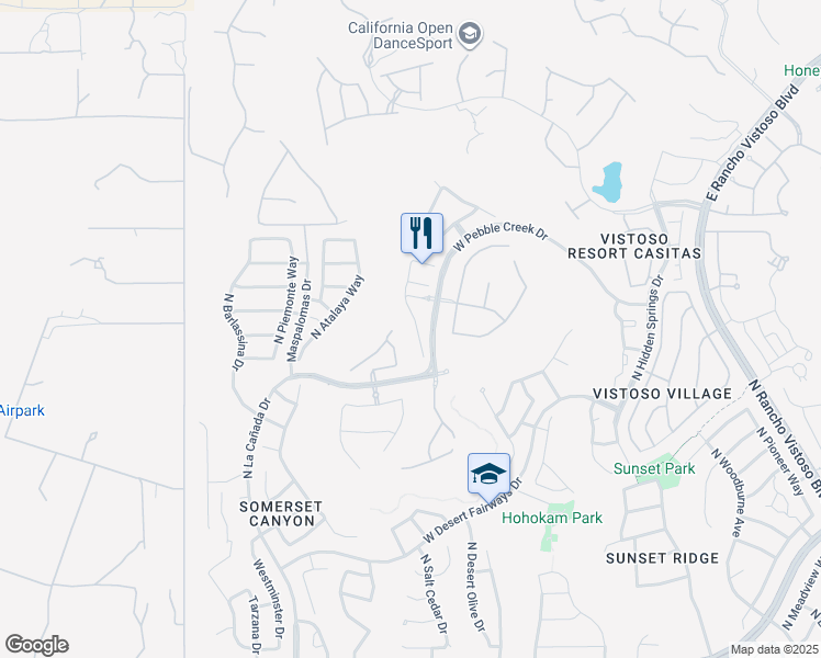 map of restaurants, bars, coffee shops, grocery stores, and more near 13409 North Flaxleaf Place in Oro Valley