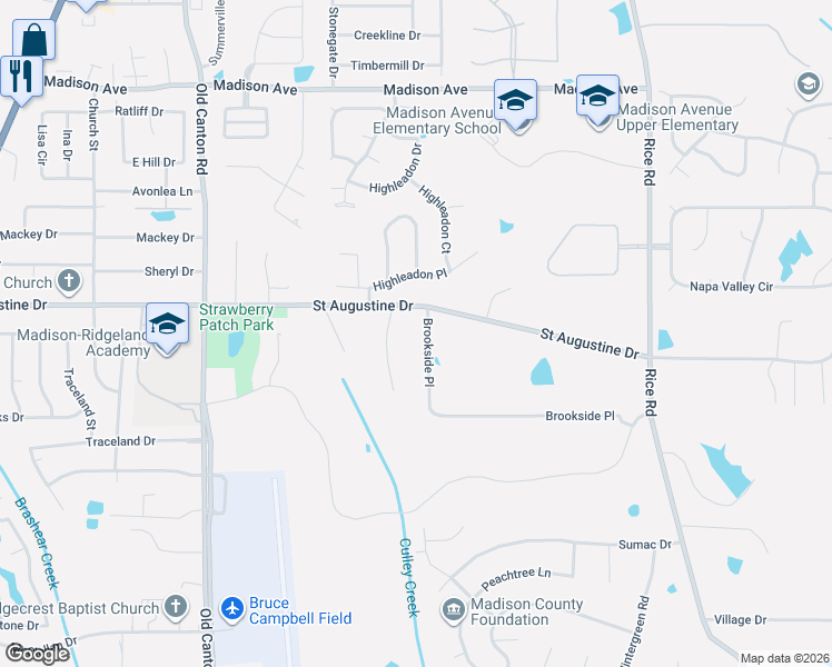 map of restaurants, bars, coffee shops, grocery stores, and more near 351 Saint Augustine Drive in Madison