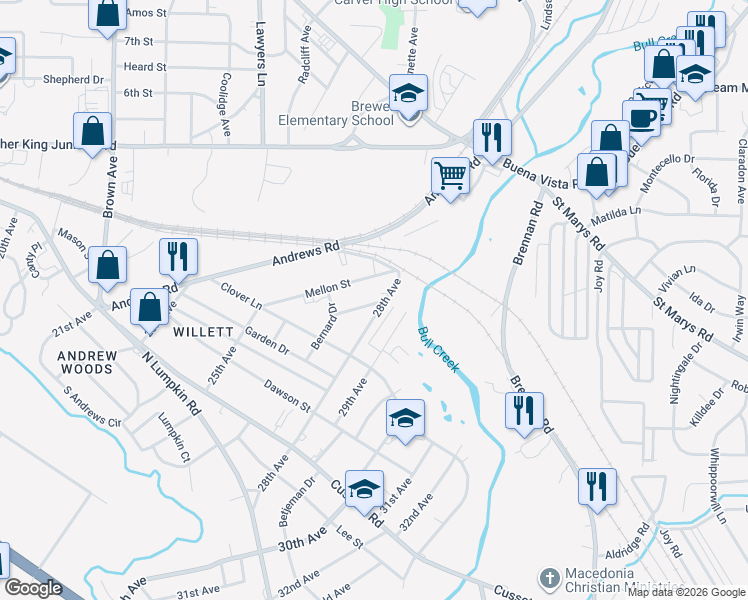 map of restaurants, bars, coffee shops, grocery stores, and more near 487 Harold Street in Columbus