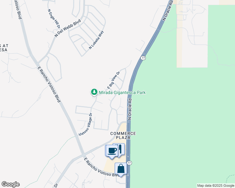 map of restaurants, bars, coffee shops, grocery stores, and more near 13424 Wide View Drive in Oro Valley