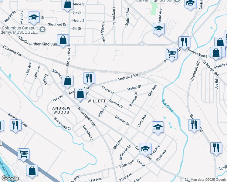 map of restaurants, bars, coffee shops, grocery stores, and more near 403 Mellon Street in Columbus