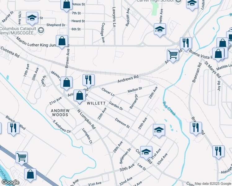 map of restaurants, bars, coffee shops, grocery stores, and more near 403 Mellon Street in Columbus