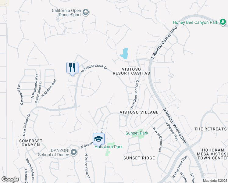 map of restaurants, bars, coffee shops, grocery stores, and more near 13415 North Regulation Drive in Oro Valley