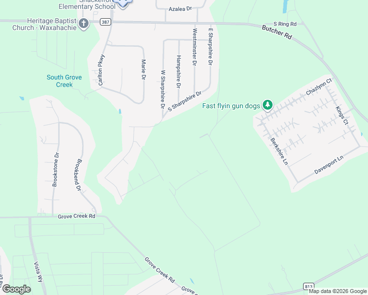 map of restaurants, bars, coffee shops, grocery stores, and more near 667 Robinett Road in Waxahachie