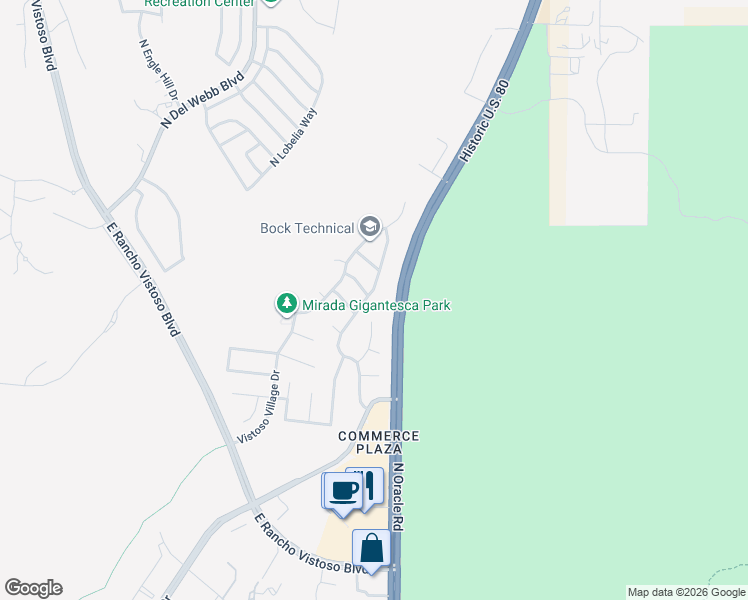 map of restaurants, bars, coffee shops, grocery stores, and more near 13424 Wide View Drive in Oro Valley