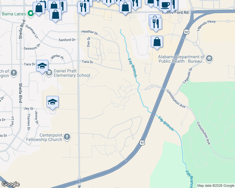 map of restaurants, bars, coffee shops, grocery stores, and more near 1022 Saddle Ridge in Prattville