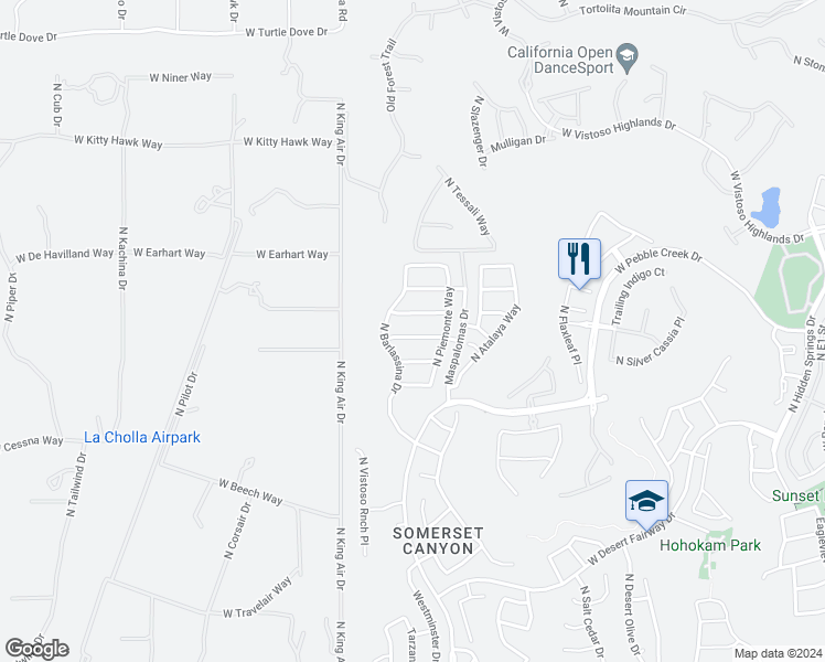 map of restaurants, bars, coffee shops, grocery stores, and more near 1274 West Varese Way in Oro Valley