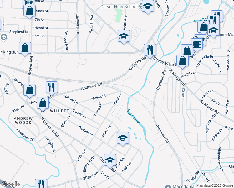 map of restaurants, bars, coffee shops, grocery stores, and more near 500 Mellon Street in Columbus