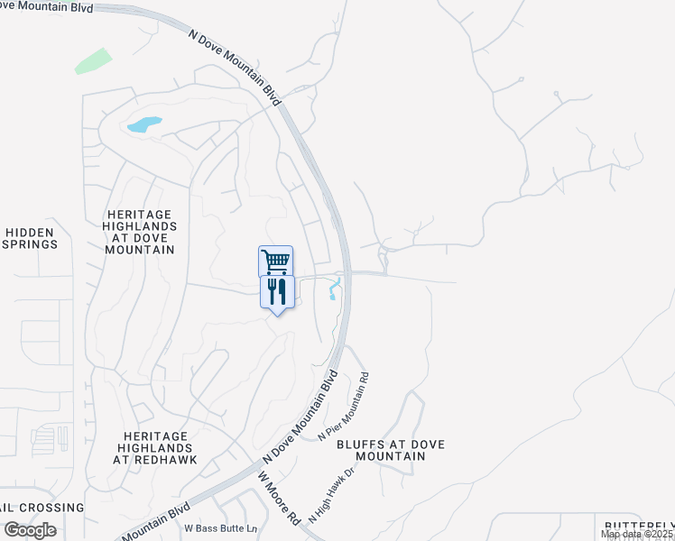 map of restaurants, bars, coffee shops, grocery stores, and more near 13435 North Dove Mountain Boulevard in Marana