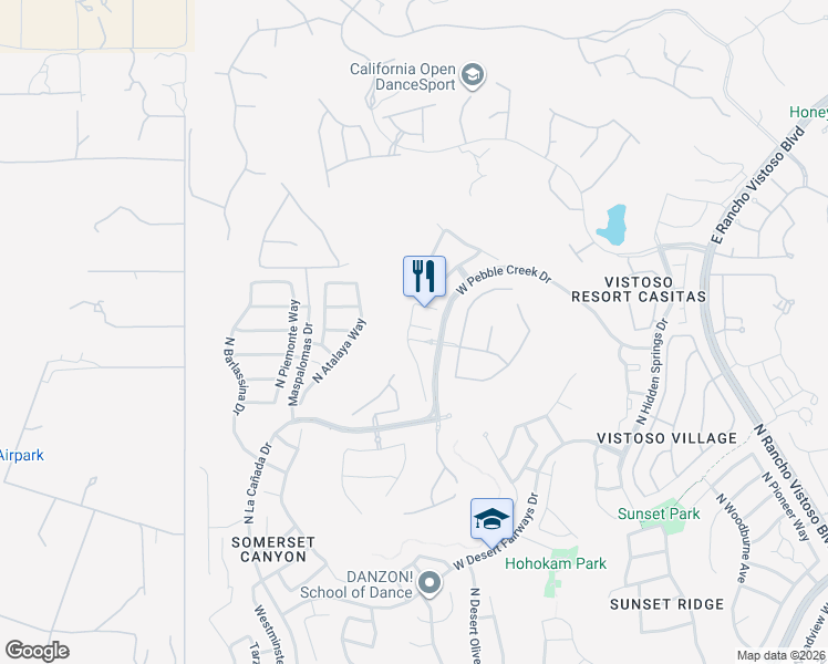map of restaurants, bars, coffee shops, grocery stores, and more near 983 W Baccata Court in Tucson