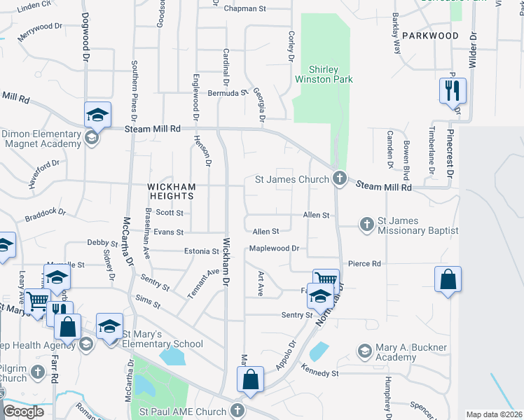 map of restaurants, bars, coffee shops, grocery stores, and more near 5 Allen Court in Columbus