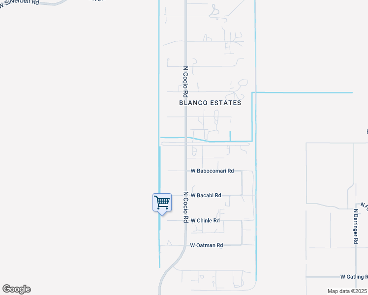map of restaurants, bars, coffee shops, grocery stores, and more near 17565 North Cocio Road in Marana