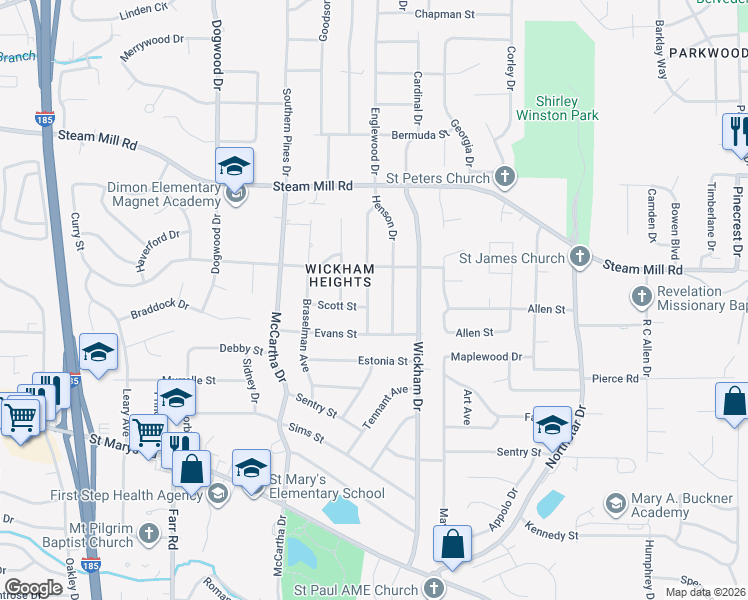map of restaurants, bars, coffee shops, grocery stores, and more near 356 Victoria Drive in Columbus