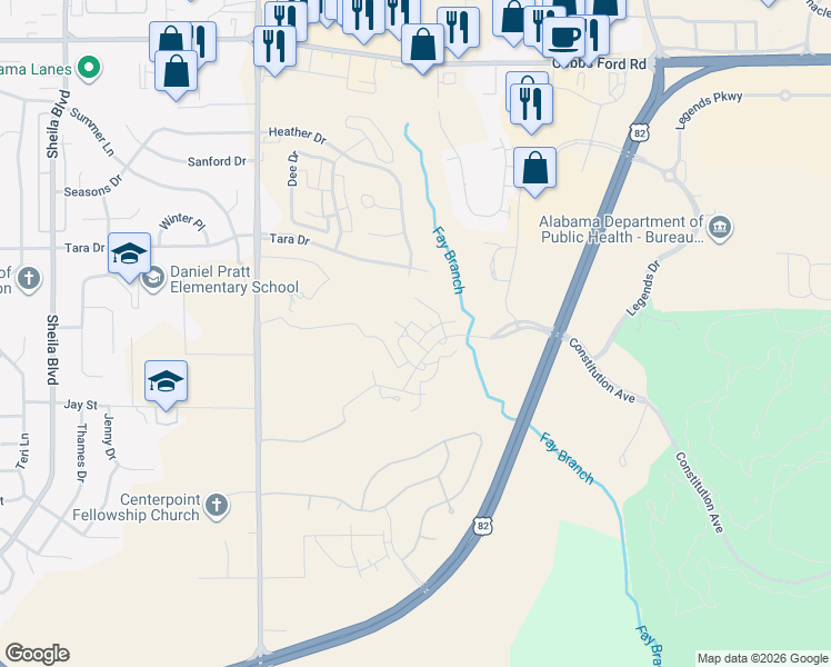 map of restaurants, bars, coffee shops, grocery stores, and more near 1006 Saddle Ridge in Prattville