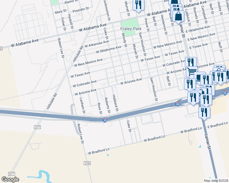 map of restaurants, bars, coffee shops, grocery stores, and more near 1609 Hubbard Street in Sweetwater