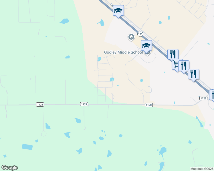 map of restaurants, bars, coffee shops, grocery stores, and more near 8220 Tomcat Trail in Godley