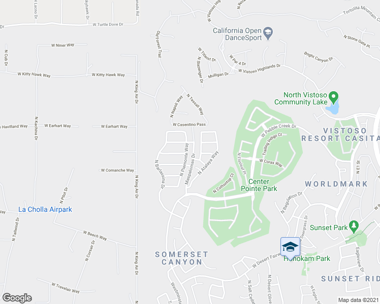 map of restaurants, bars, coffee shops, grocery stores, and more near 13496 North Piemonte Way in Oro Valley