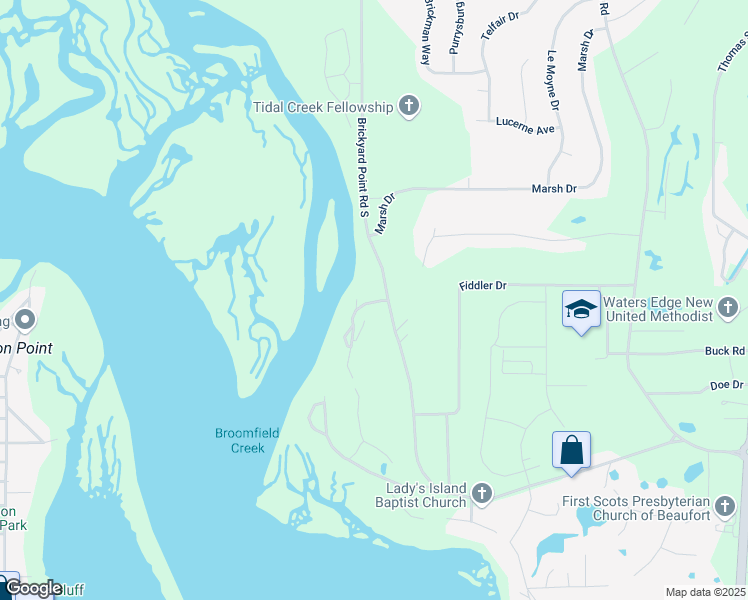map of restaurants, bars, coffee shops, grocery stores, and more near 10B Marsh Harbor Drive in Beaufort