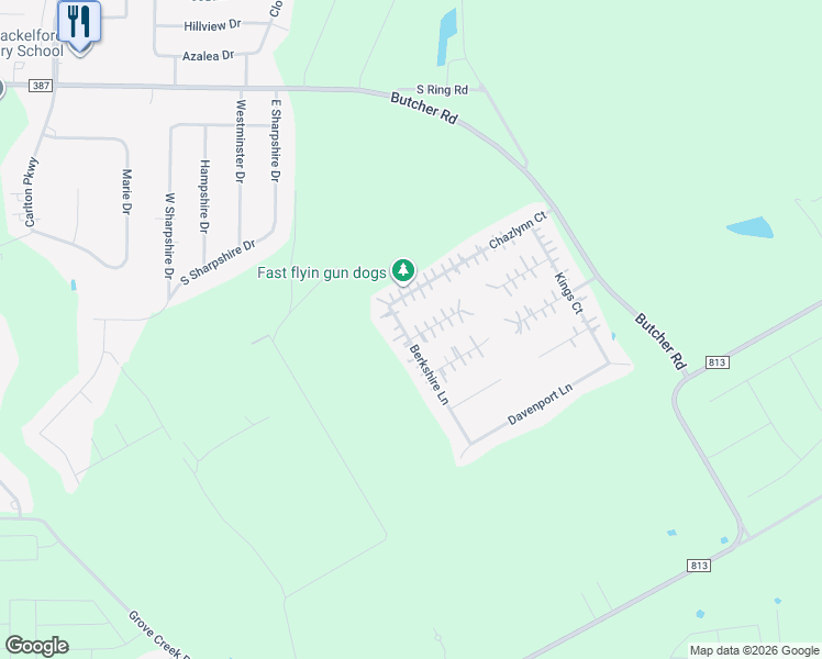 map of restaurants, bars, coffee shops, grocery stores, and more near 101 Courtney Circle in Waxahachie