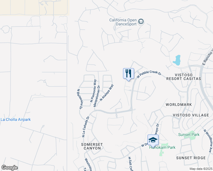 map of restaurants, bars, coffee shops, grocery stores, and more near 1122 West Vinovo Pass in Oro Valley