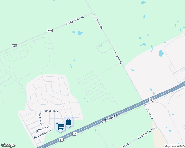 map of restaurants, bars, coffee shops, grocery stores, and more near V V Jones Road in Venus